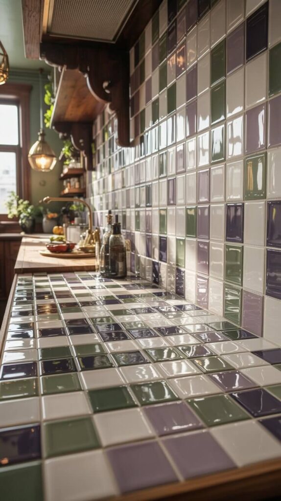 Glossy Metro Tiles With Colored Grout