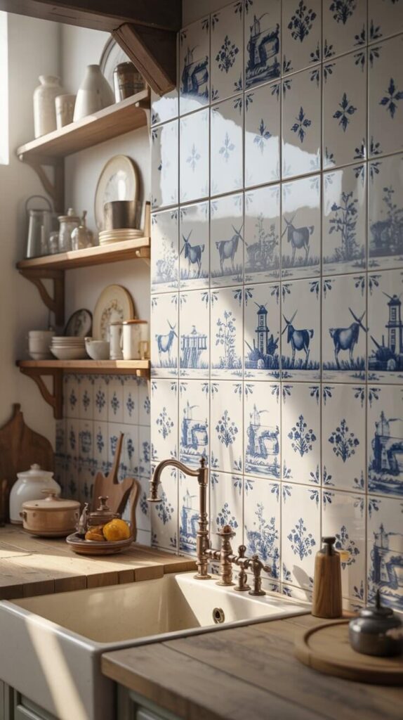 Hand-Painted Delft-Style Tiles