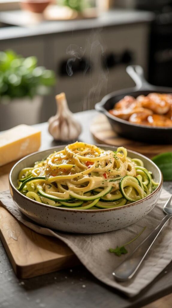 Creamy Garlic Parmesan Zoodles