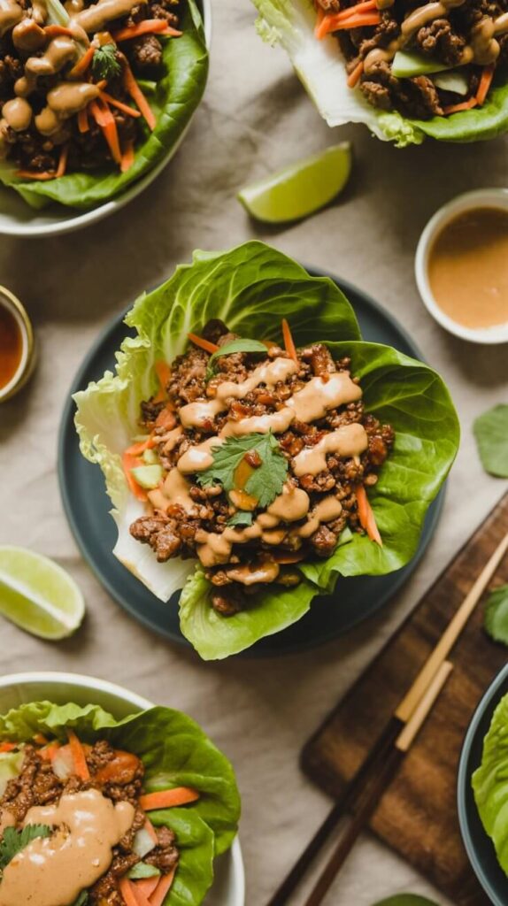 Ground Beef Lettuce Bowls with Peanut Sauce (Trust Me)
