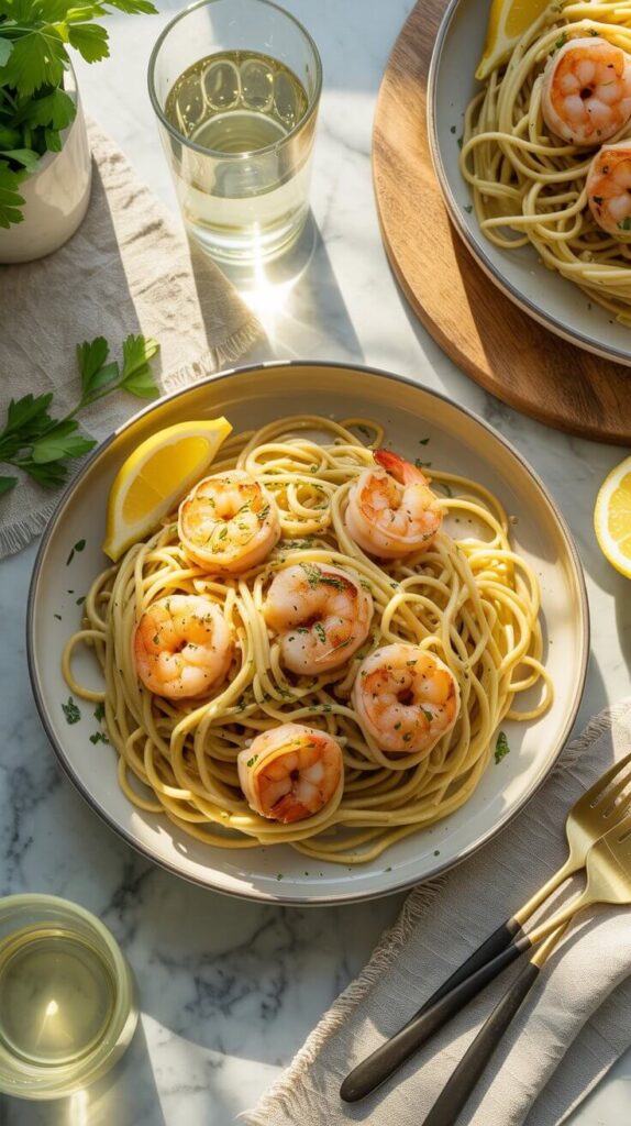 Lemon Garlic Shrimp Pasta
