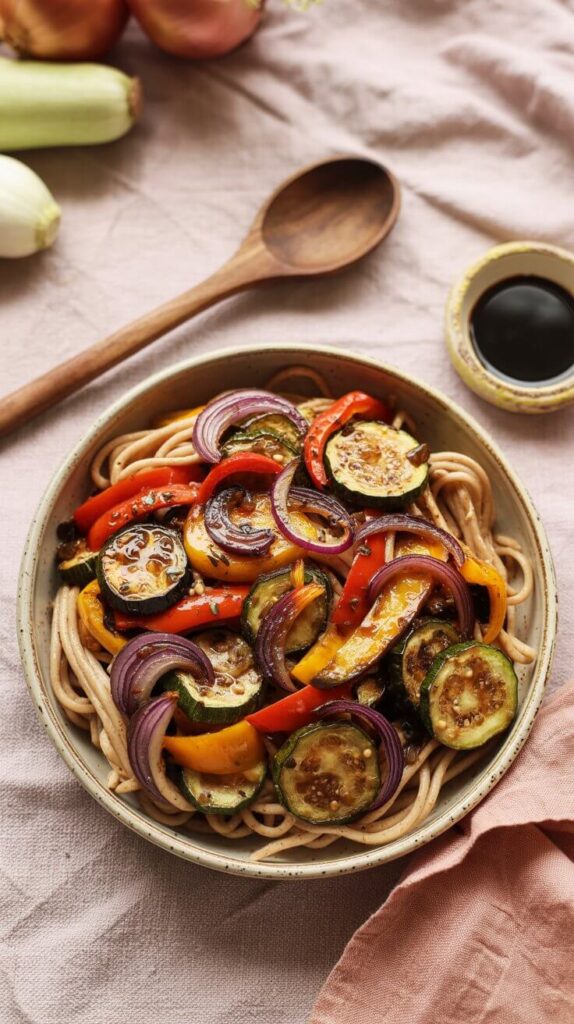 Roasted Veggie Pasta with Balsamic Glaze