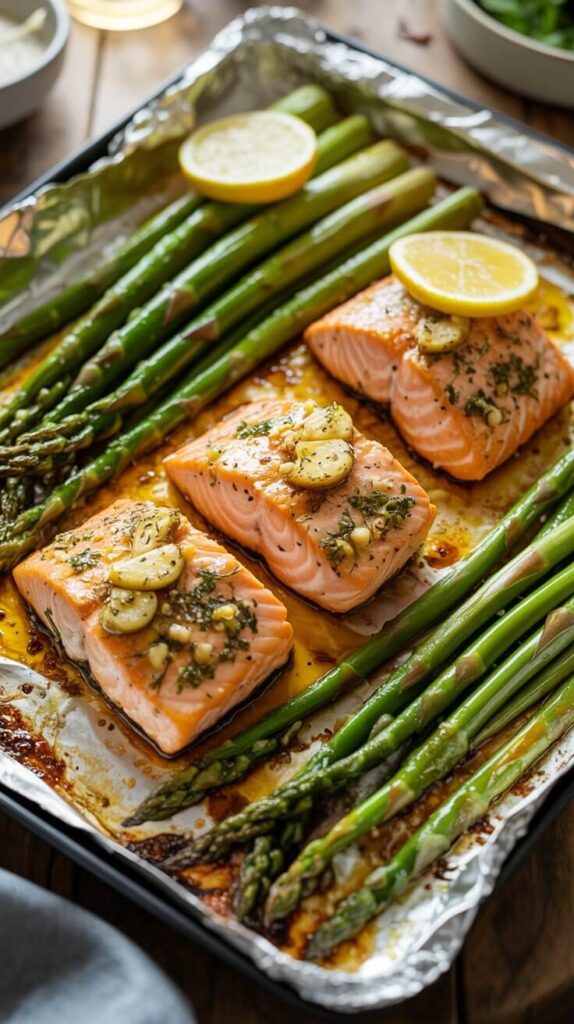Sheet Pan Garlic Butter Salmon and Asparagus