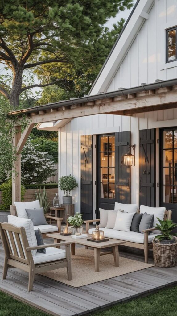 Charcoal + White + Natural Wood Accents