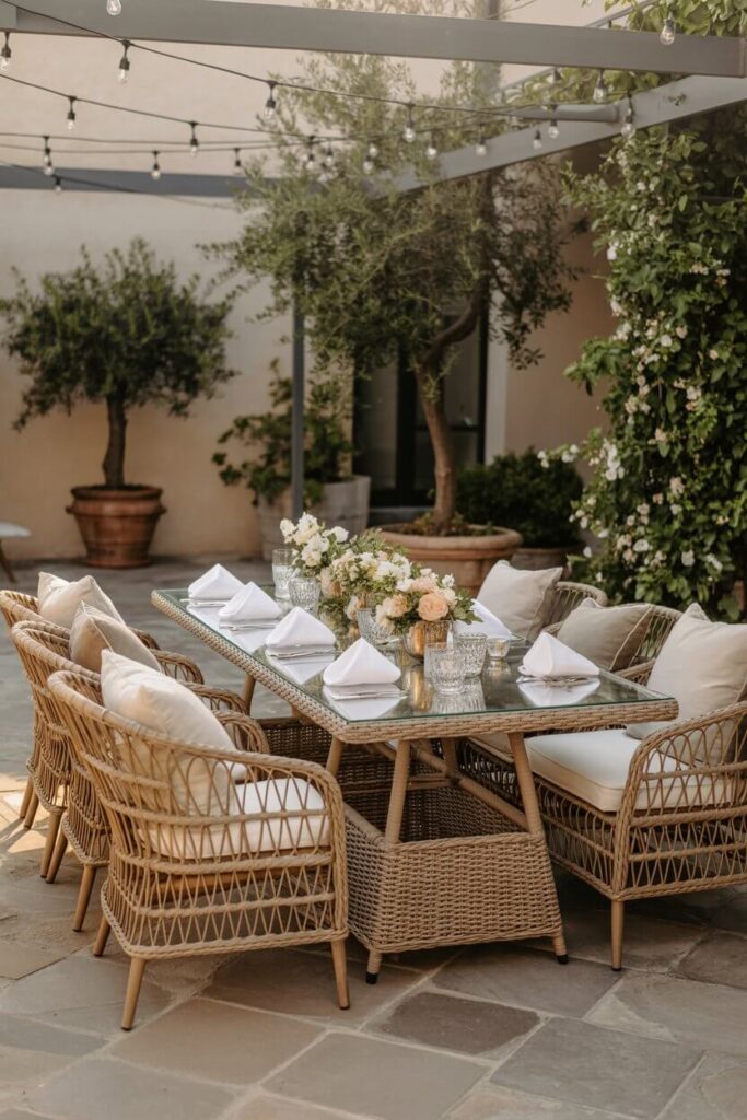 Rattan Dining Set with Cushioned Chairs (Al Fresco Goals)